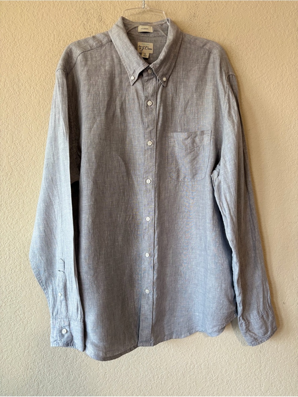 J.Crew Baird McNutt Irish Linen Men's Long Sleeve Button Down Shirt L Grey